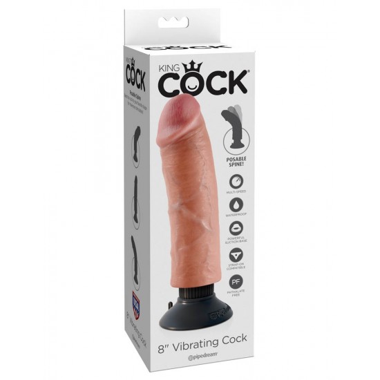 King Cock 8 inch Vibrating Cock Flesh