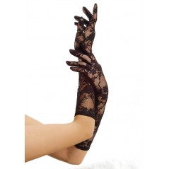 Elbow length stretch gloves, black, O/S