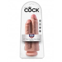 King Cock 9 inch Two Cocks One Hole