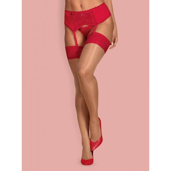 Jolierose stockings red L/XL