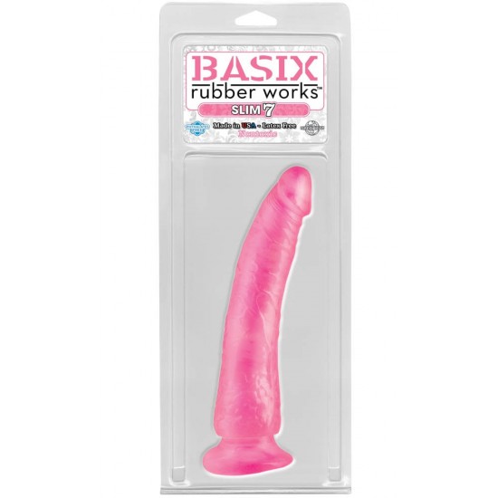 Basix Rubber Works Slim 7 inch Dong Pink